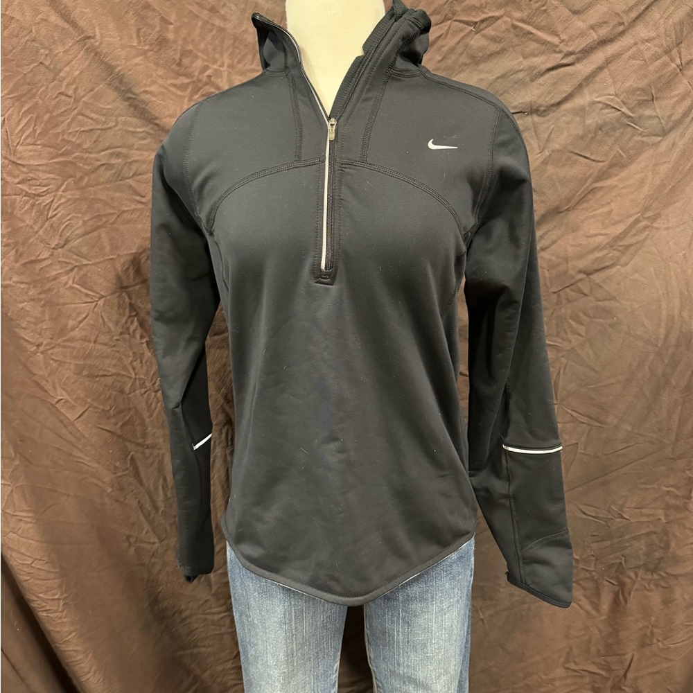Nike Black Fleece Lined Hooded Half-Zip Jacket